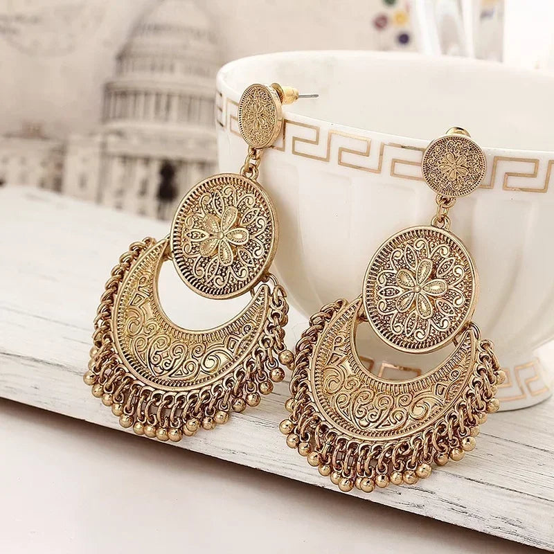 Pendientes Colgantes Estilo Bohemio Barroco en oro rosa