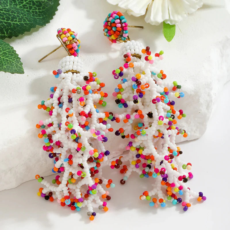 Aretes Colgantes Estilo Bohemio Coral