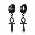 Aretes Colgantes Estilo Egipcio Cruz Ankh negros