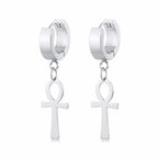 Aretes Colgantes Estilo Egipcio Cruz Ankh de plata