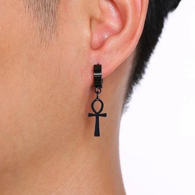 Aretes Colgantes Estilo Egipcio Cruz Ankh negros