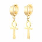 Aretes Colgantes Estilo Egipcio Cruz Ankh dorados