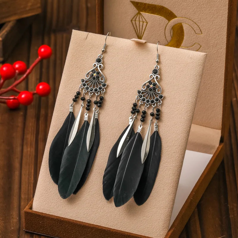 Aretes Colgantes Estilo Étnico con Plumas 5