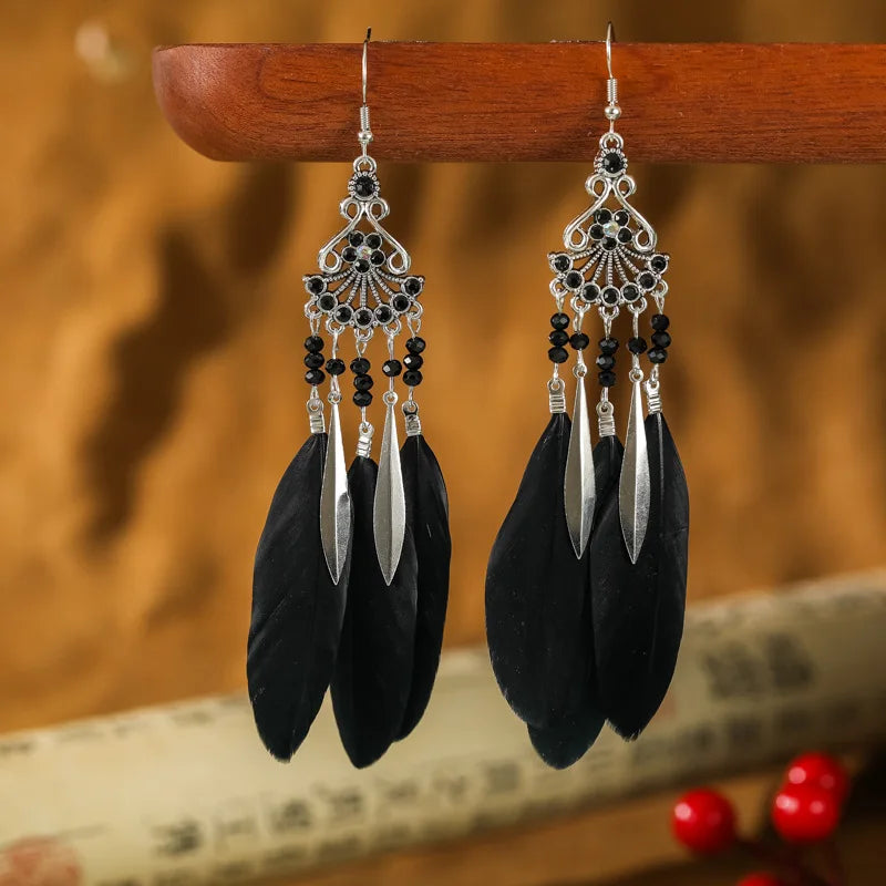 Aretes Colgantes Estilo Étnico con Plumas 5