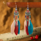 Aretes Colgantes Estilo Étnico con Plumas 4