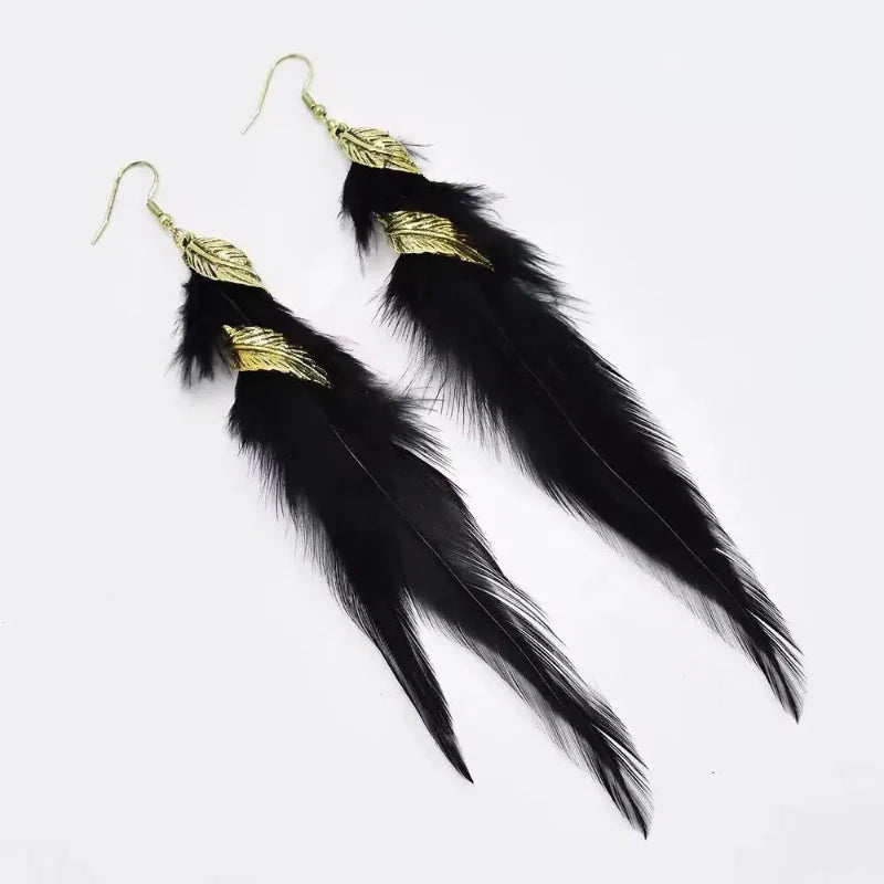 Aretes Colgantes Elegantes con Plumas 3