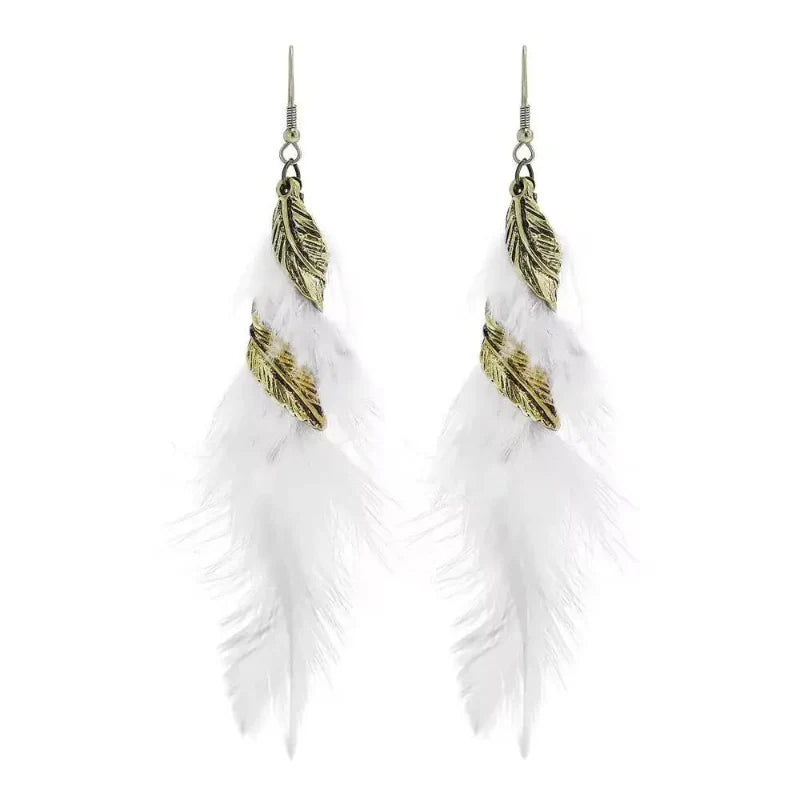 Aretes Colgantes Elegantes con Plumas 2