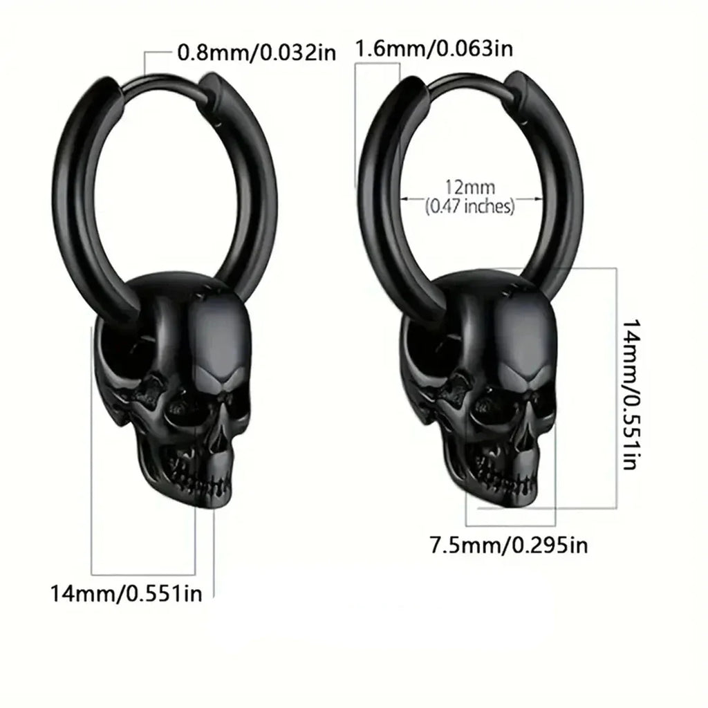 Aretes Colgantes de Calavera para Hombre