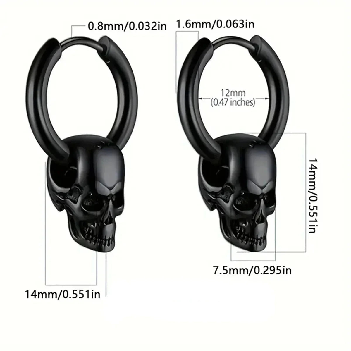 Aretes Colgantes de Calavera para Hombre