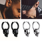 Aretes Colgantes de Calavera para Hombre en plata