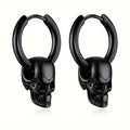 Aretes Colgantes de Calavera para Hombre en negro