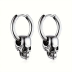 Aretes Colgantes de Calavera para Hombre en plata