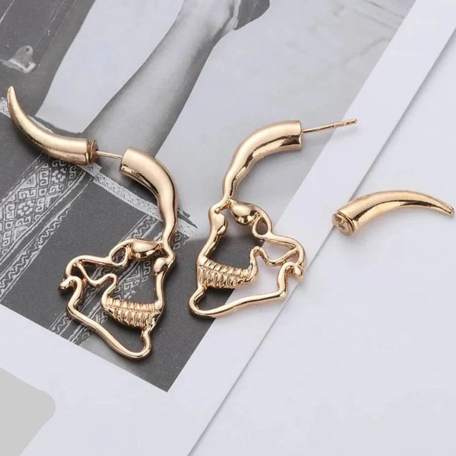 Aretes Colgantes de Calavera para Hombre o Mujer en oro