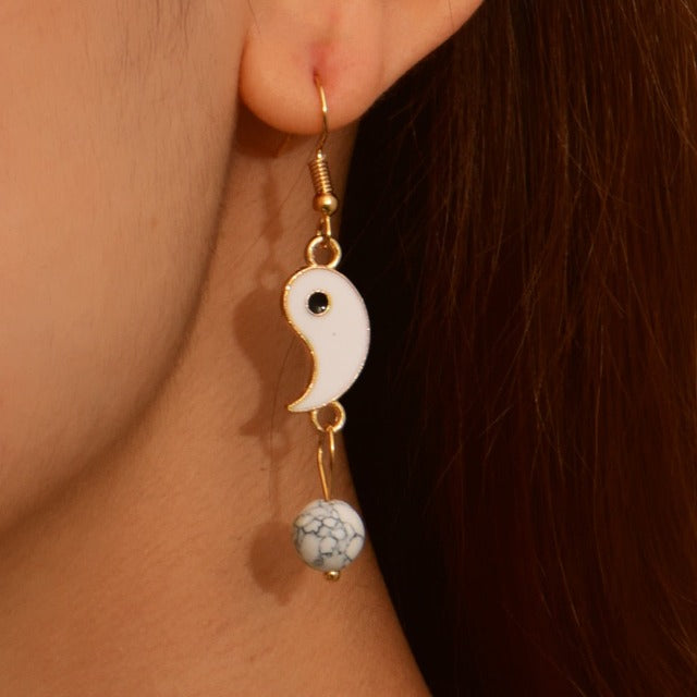 Aretes Colgantes Yin Yang Oro & Plata oro