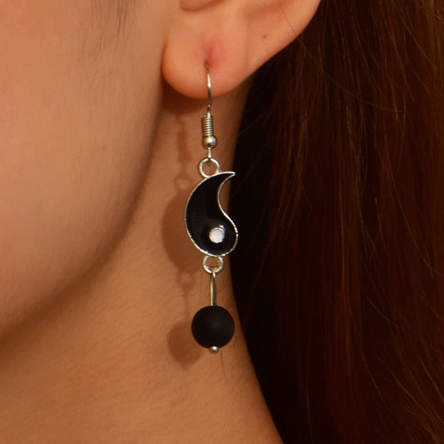Aretes Colgantes Yin Yang Oro & Plata plata