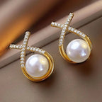 Aretes de Perla Blanca para Mujer