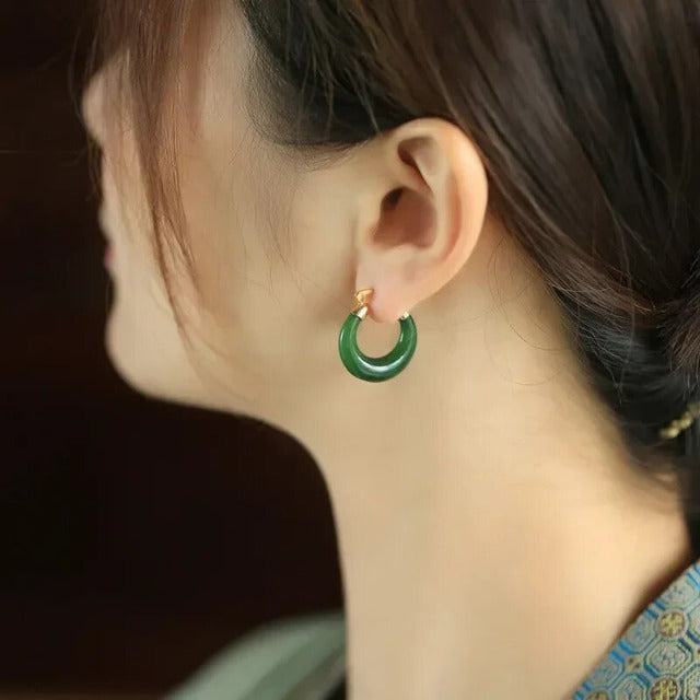 Aretes de Piedra Jaspe Verde