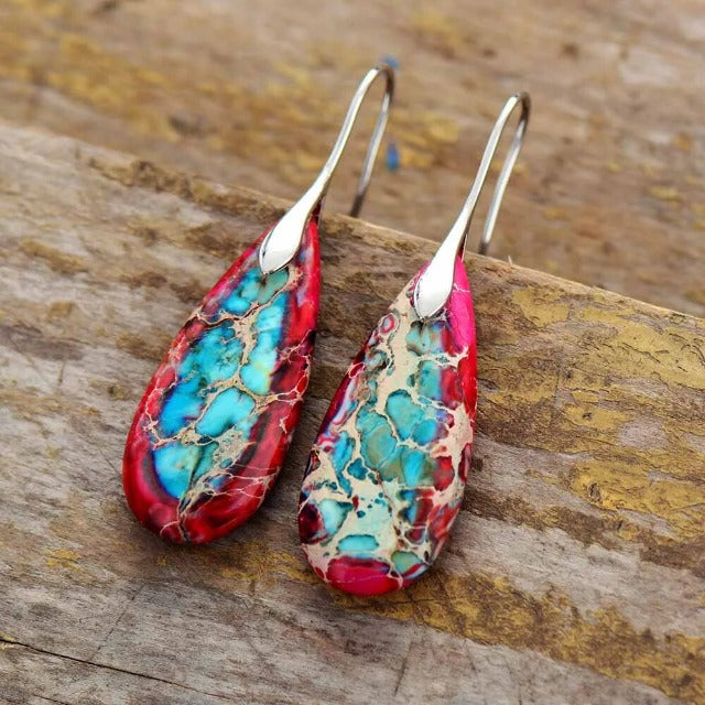 Aretes con Piedra Natural roja