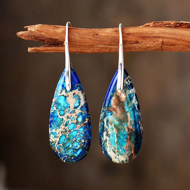Aretes con Piedra Natural azul