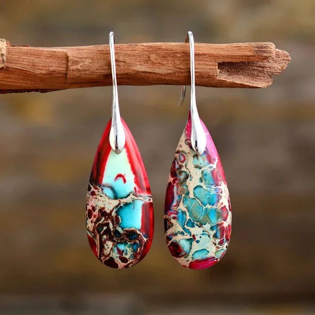 Aretes con Piedra Natural roja