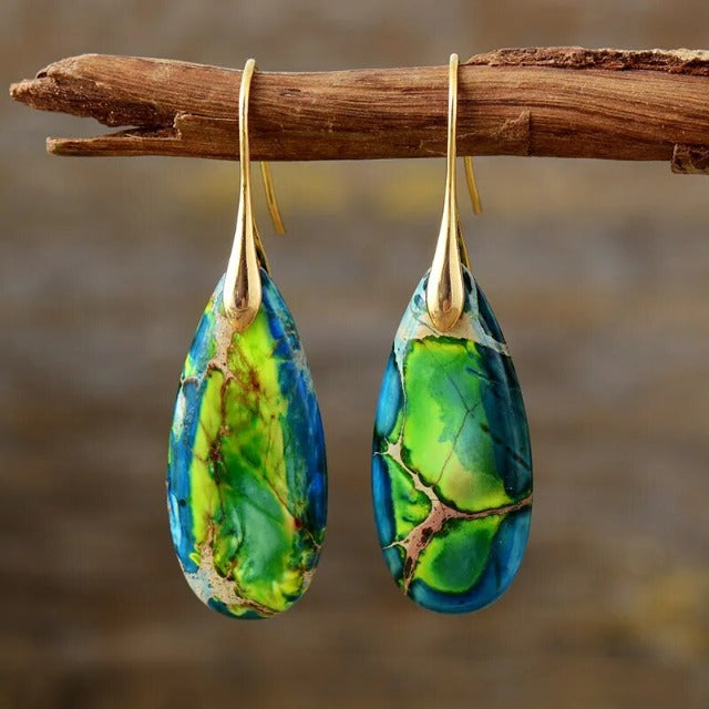 Aretes con Piedra Natural verde