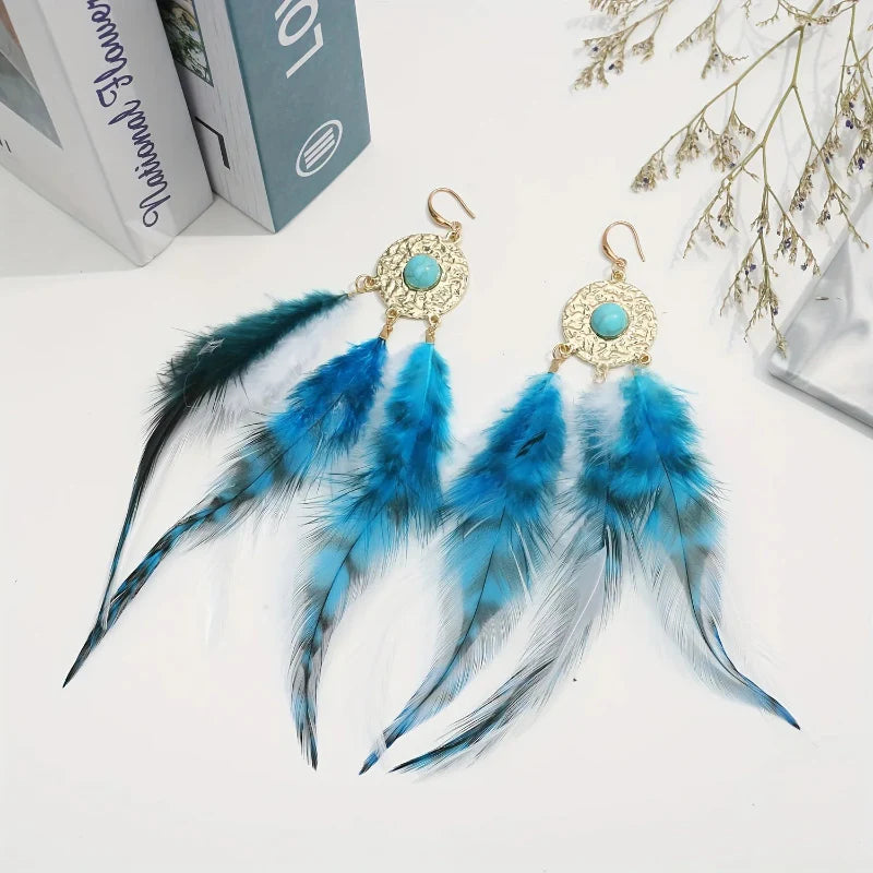 Aretes Plumas Azules