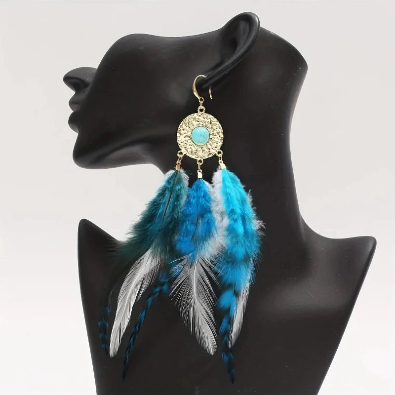 Aretes Plumas Azules