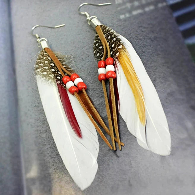 Aretes de plumas estilo Apache blanc
