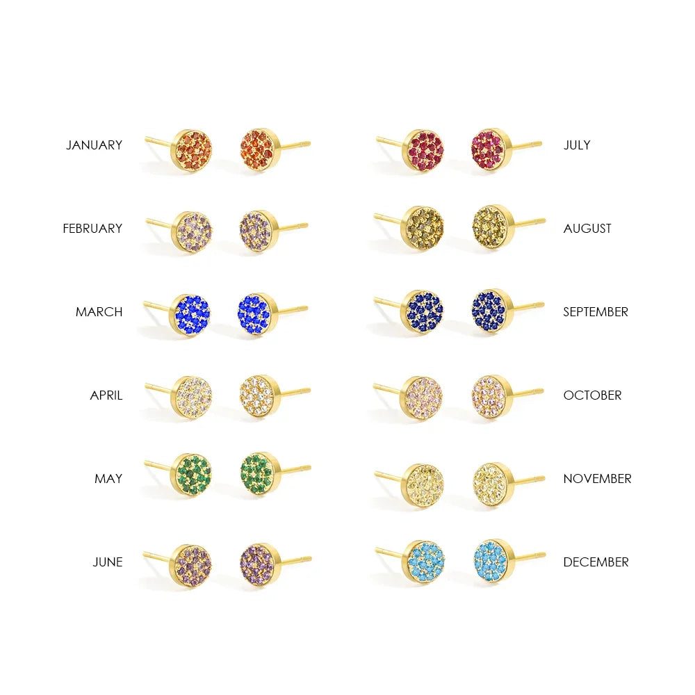 Aretes tipo stud con piedra de nacimiento para mujer