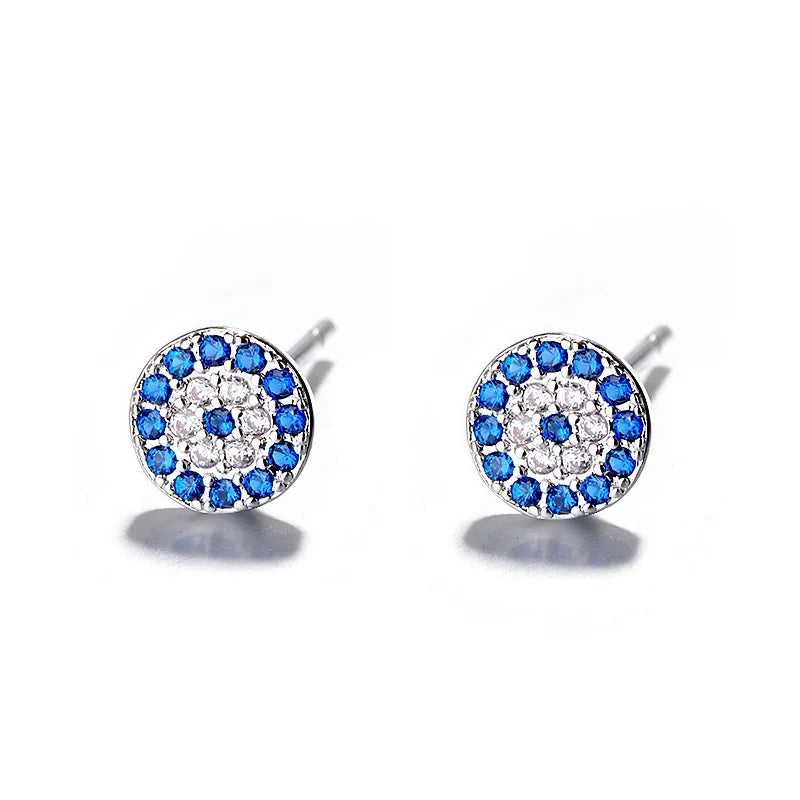 Aretes Retro Ojo Turco Azul de Cristal