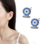 Aretes Retro Ojo Turco Azul de Cristal