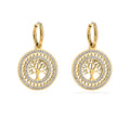 Aretes Colgantes Redondos Árbol de la Vida oro