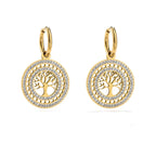 Aretes Colgantes Redondos Árbol de la Vida oro