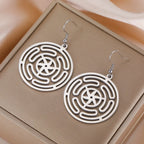 Aretes Colgantes Rueda de Hécate Strophalos para Mujer en plata