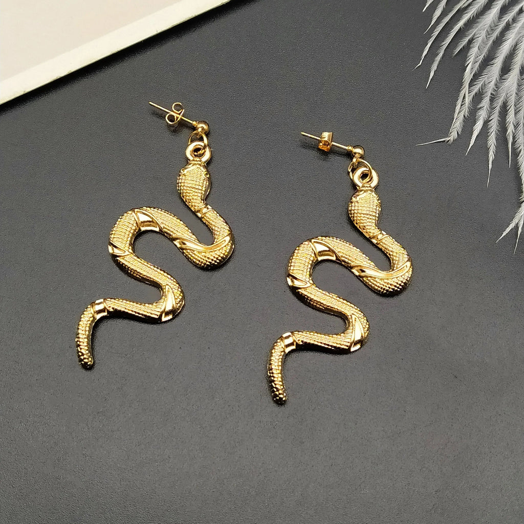 Aretes Serpiente Reptil oro