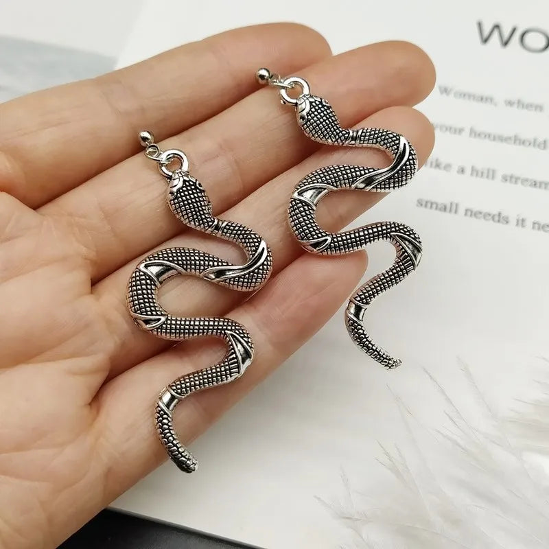 Aretes Serpiente Reptil plata