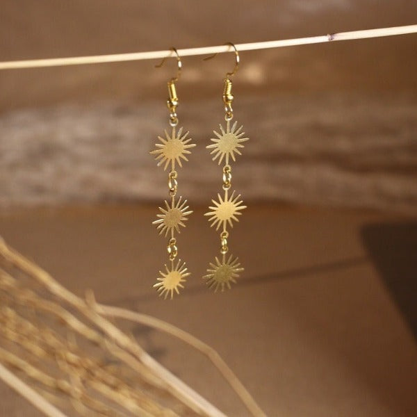 Aretes Colgantes Sol Astro para Mujer