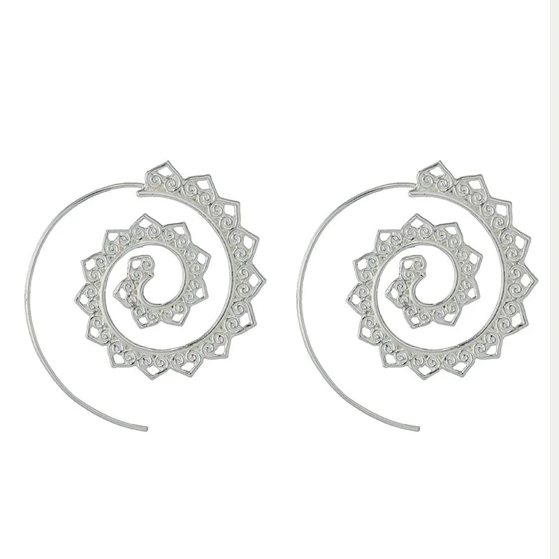 Aretes de Espiral Aros para Mujer en plata