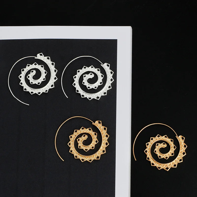 Aretes de Espiral Aros para Mujer en plata