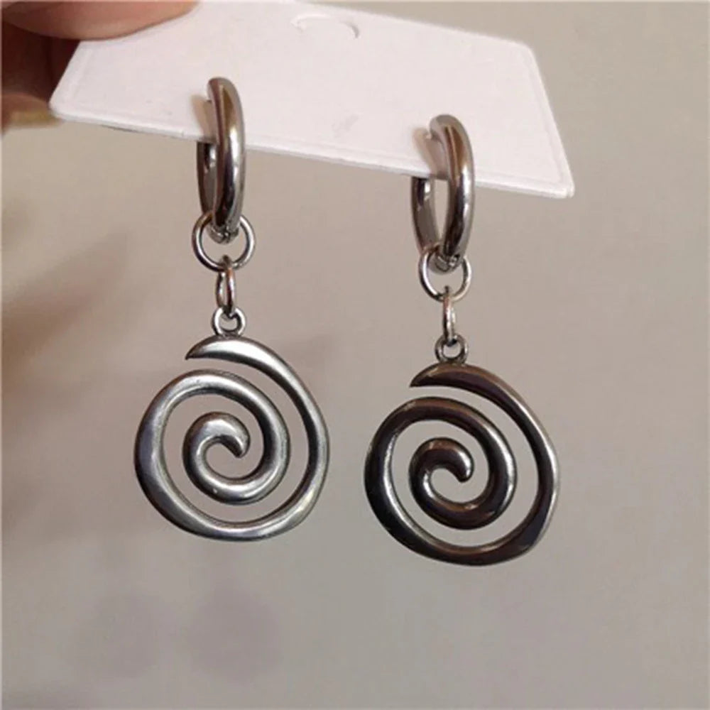 Aretes Colgantes en Espiral para Mujer