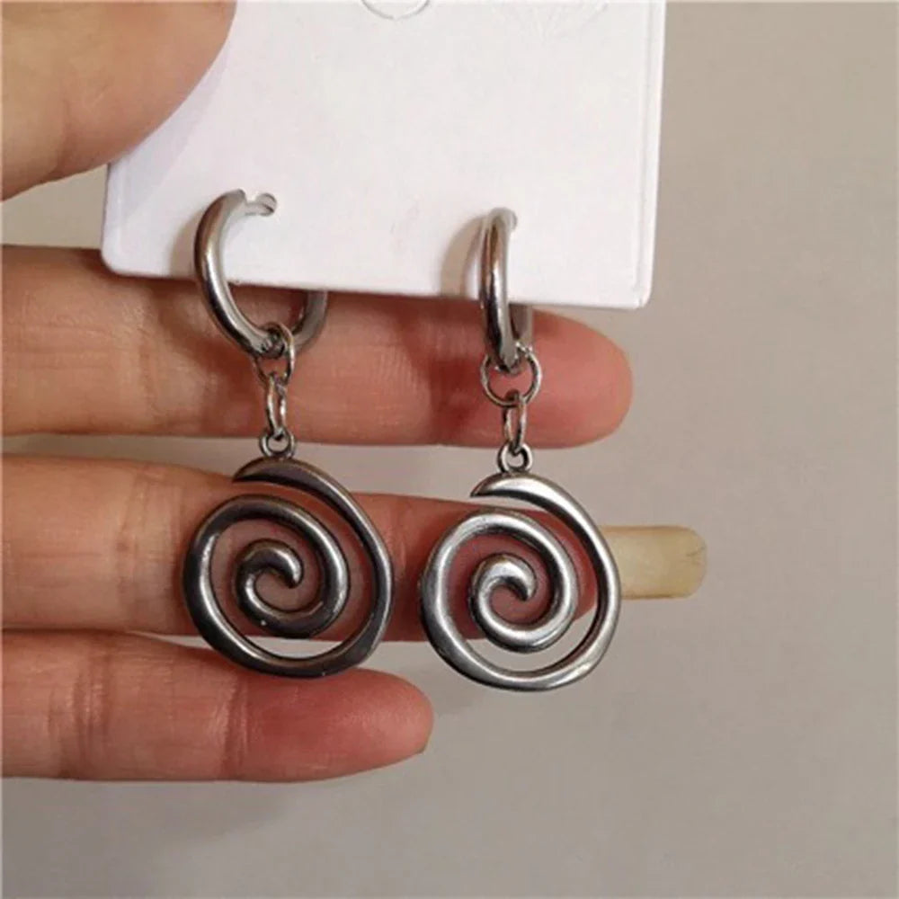 Aretes Colgantes en Espiral para Mujer