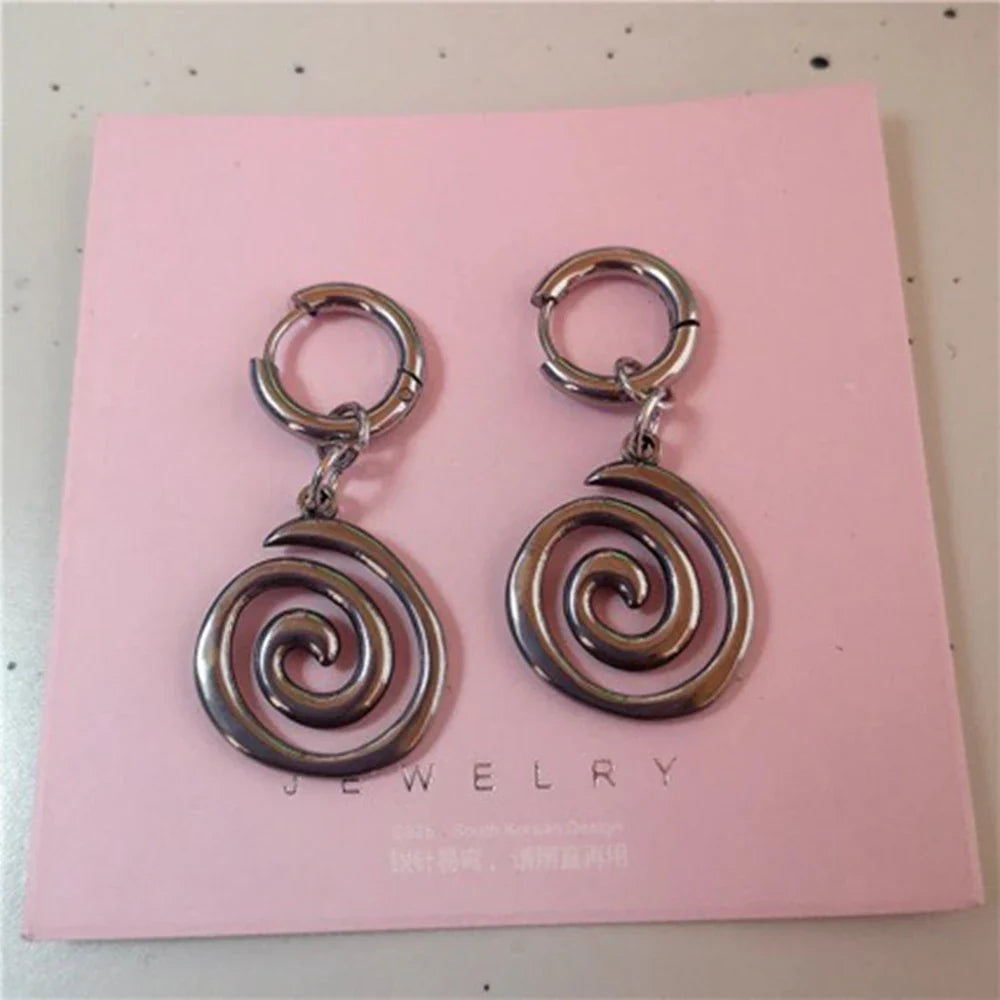 Aretes Colgantes en Espiral para Mujer