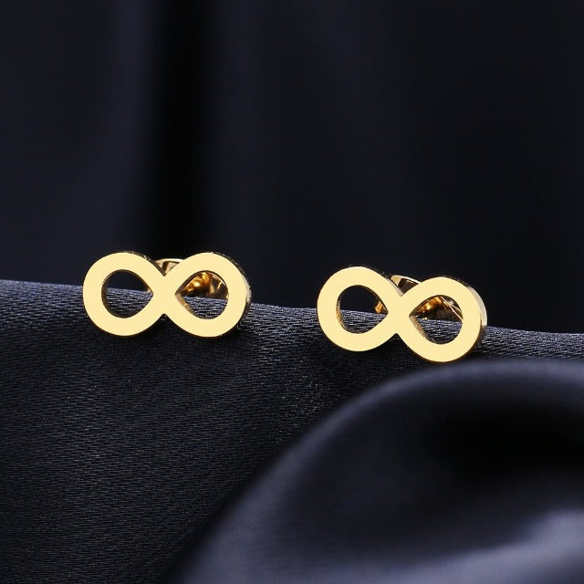 Aretes con Símbolo Infinito en Clavo para Mujer en oro