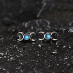 Aretes Triple Luna Clavos Hechicería Wicca Mujer