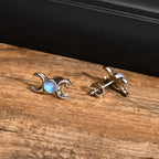 Aretes Triple Luna Clavos Hechicería Wicca Mujer