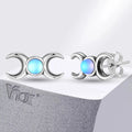 Aretes Triple Luna Clavos Hechicería Wicca Mujer