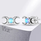 Aretes Triple Luna Clavos Hechicería Wicca Mujer