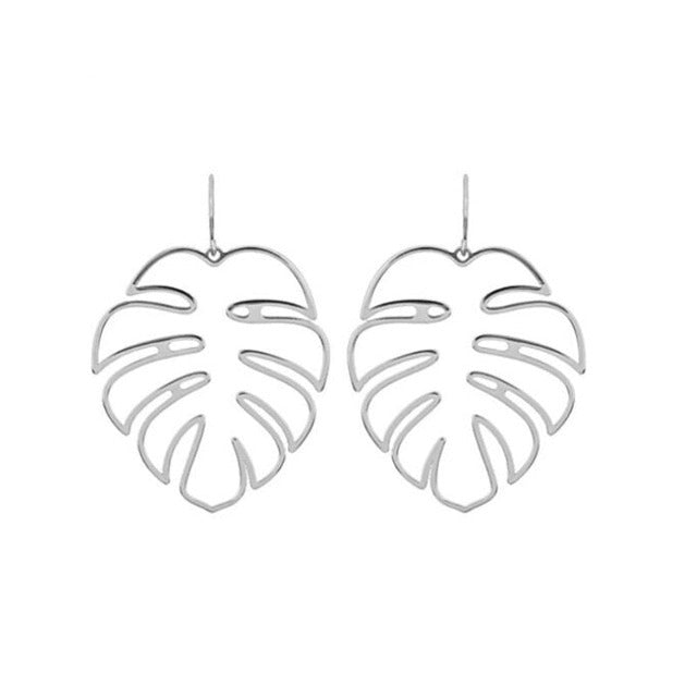 Aretes Tropicales Hoja de Palma en plata