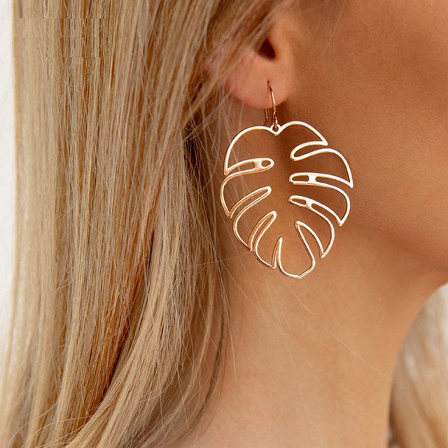 Aretes Tropicales Hoja de Palma en plata