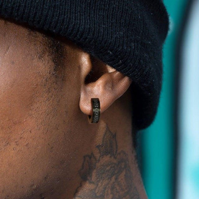 Aretes Viking Aros Hombre Mujer Celta Nórdico negro